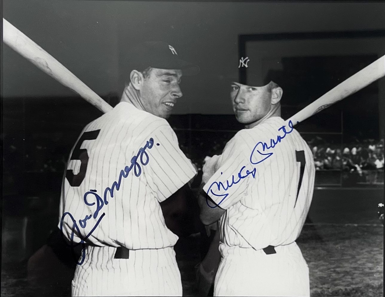 Signed Photograph of DiMaggio & Mantle, 1951 Season by [DiMaggio, Joe]; [ Mantle, Mickey].: Fine Photograph Signed