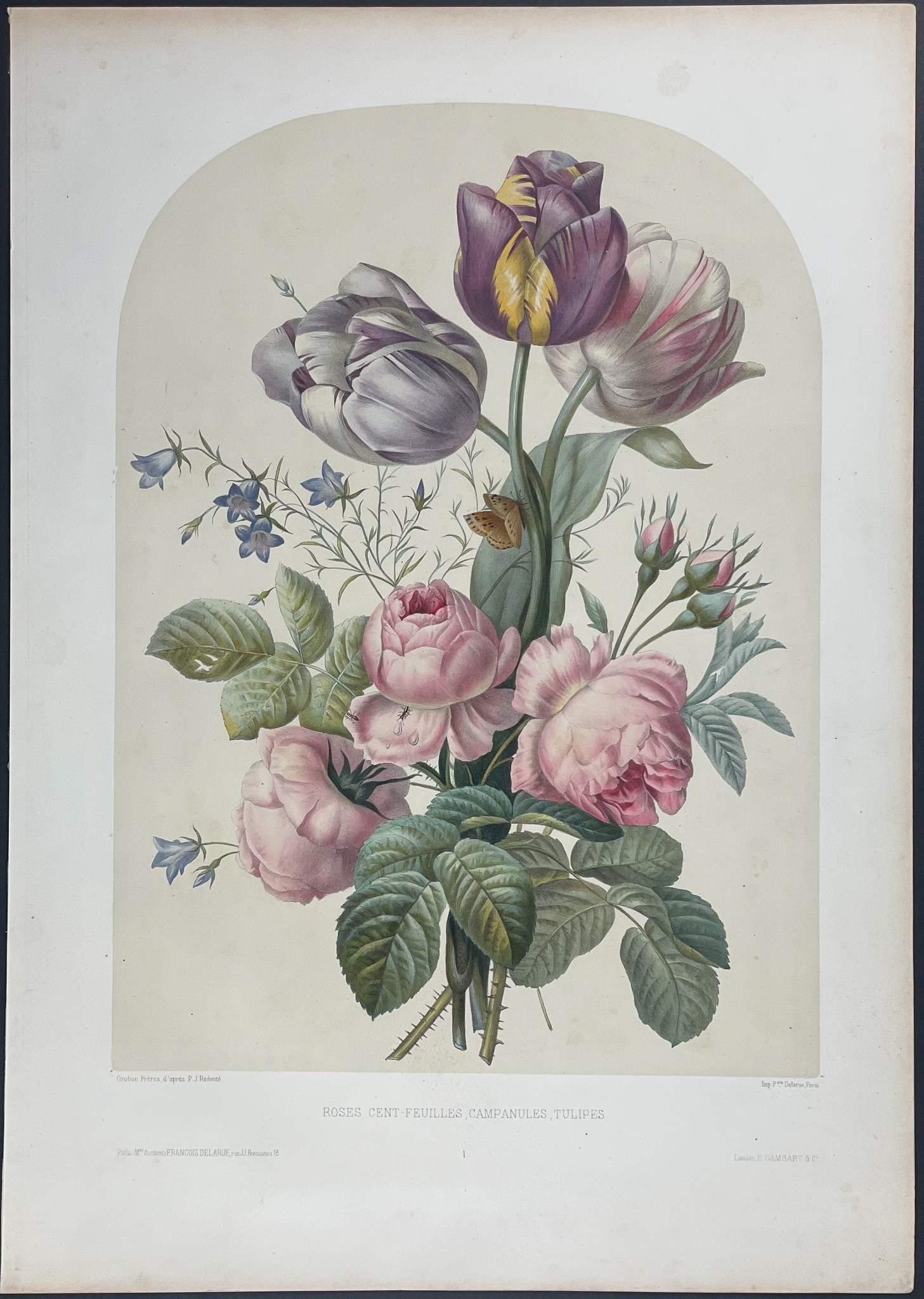 Floral Bouquet - Rose, Tulip by Pierre-Joseph Redoute: (1850)  Art / Print / Poster