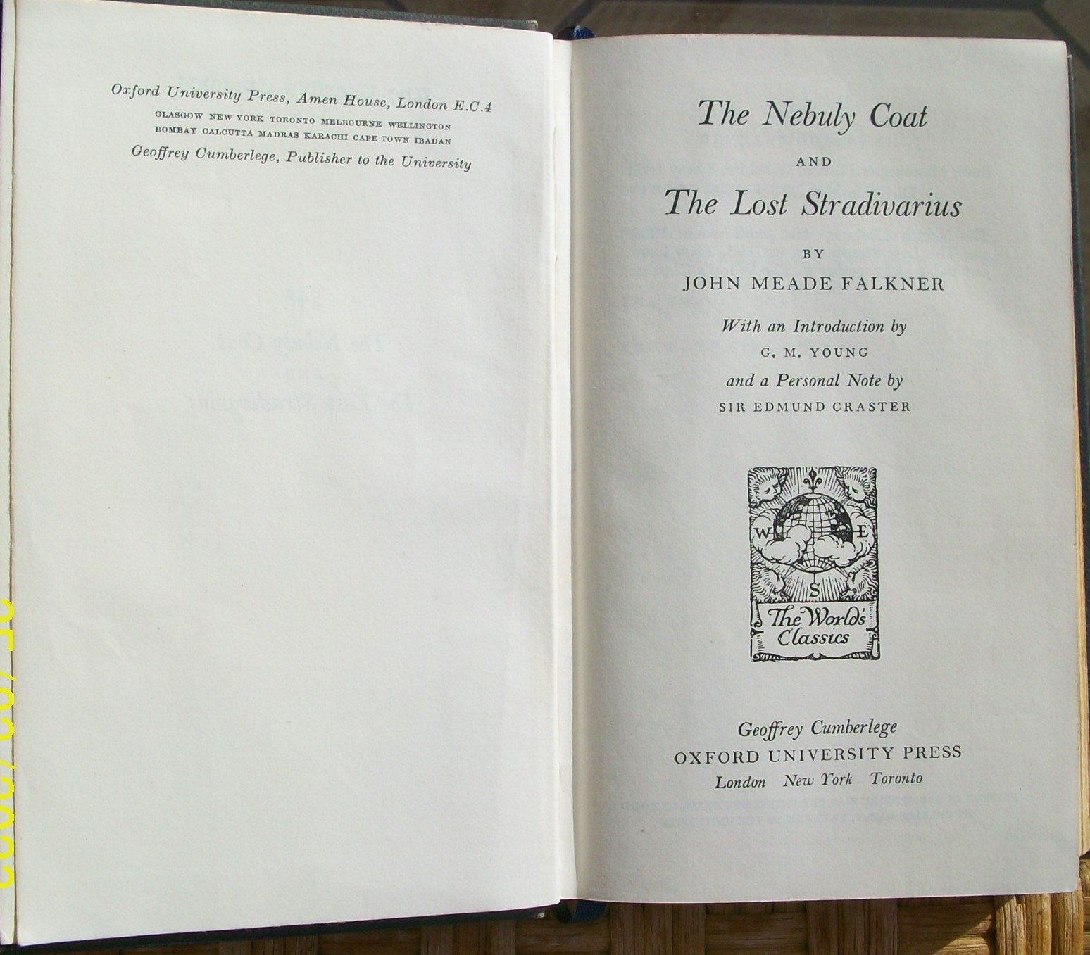 The Nebuly Coat and The Lost Stradivarius John Meade Falkner; G.M. Young; Edmund Craster [Good] [Hardcover]
