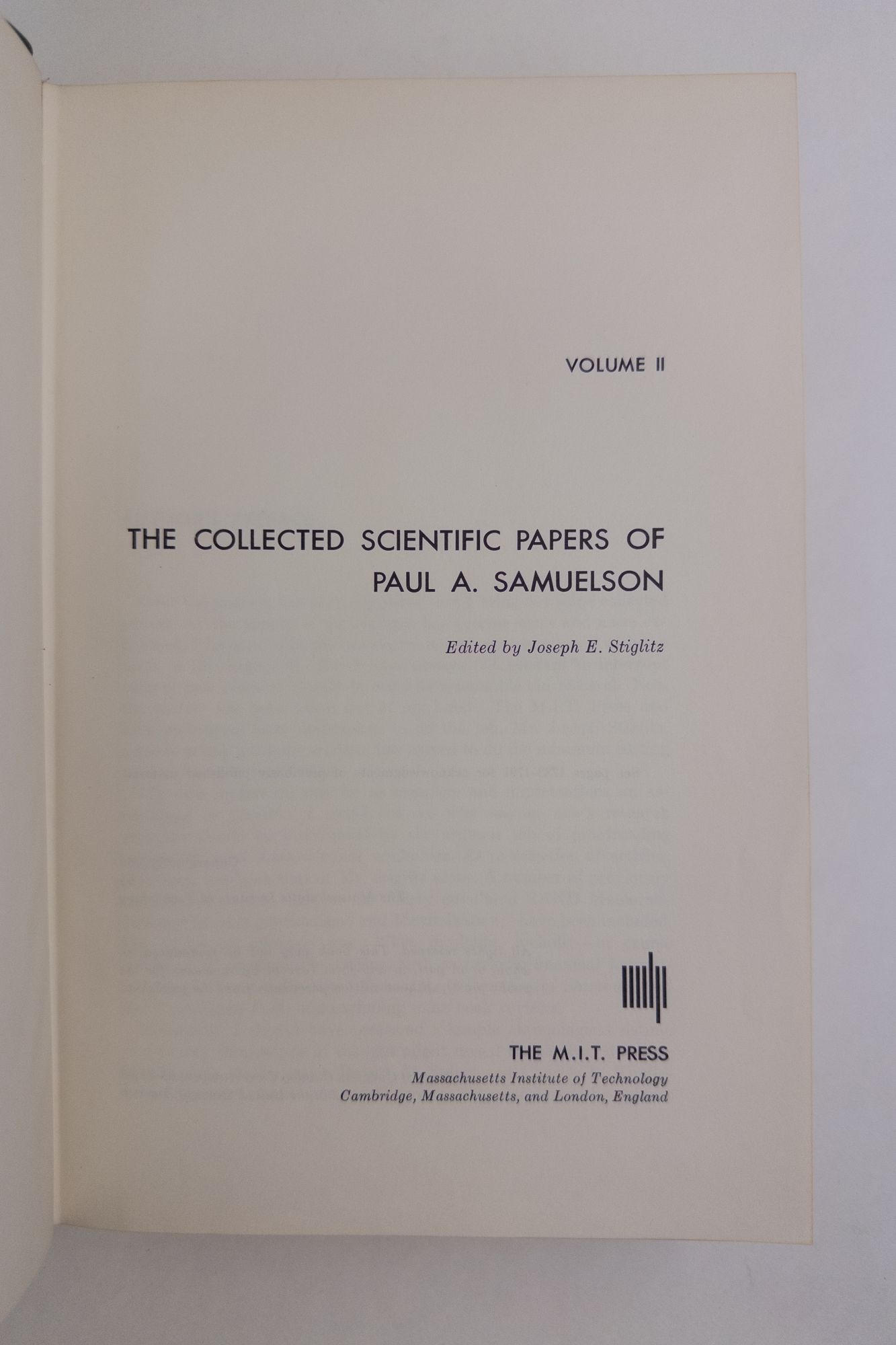 THE COLLECTED SCIENTIFIC PAPERS OF PAUL A. SAMUELSON [Volumes One and ...