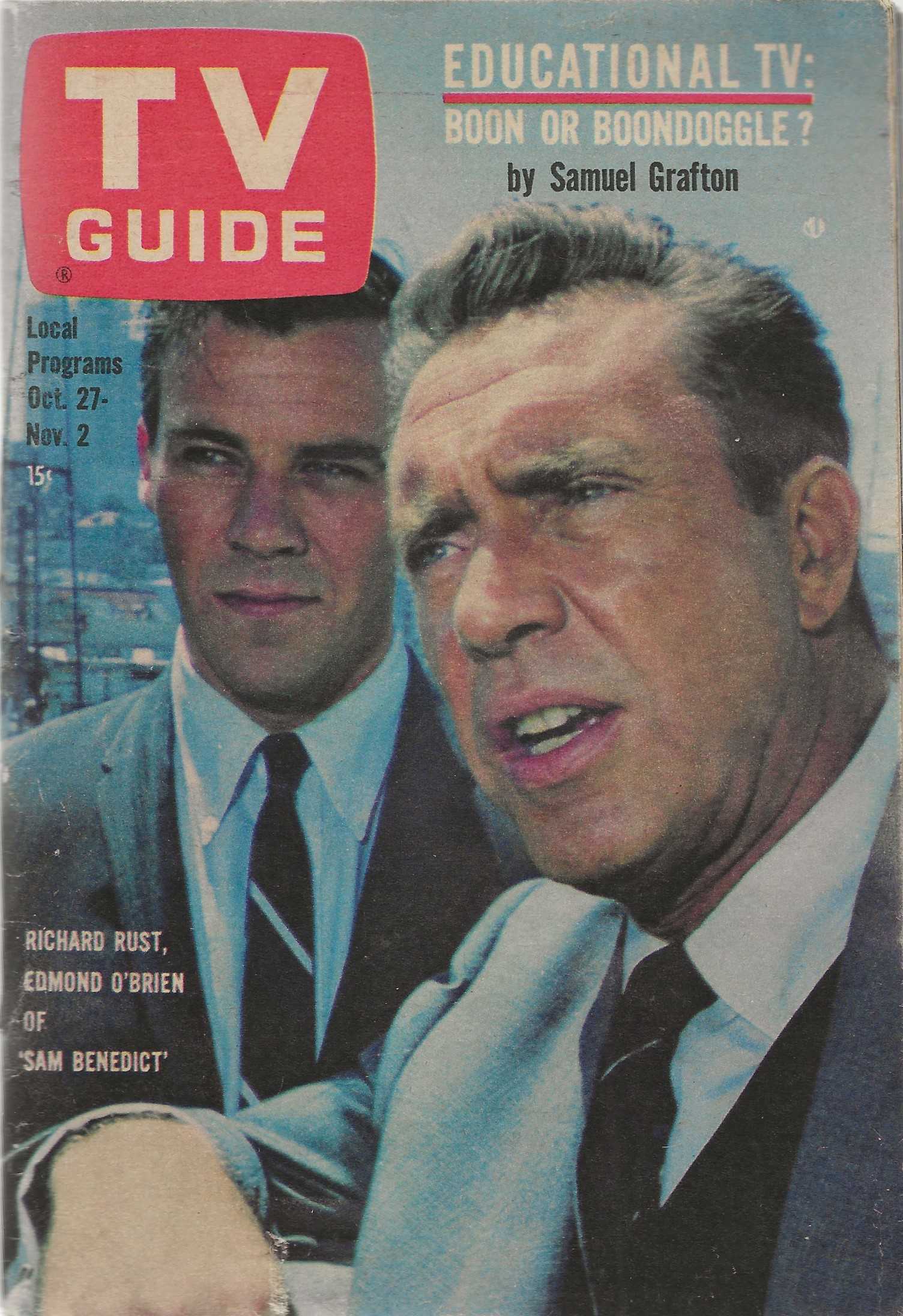TV Guide October 27, 1962 Richard Rust, Edmond O'Brien (1962) 1st