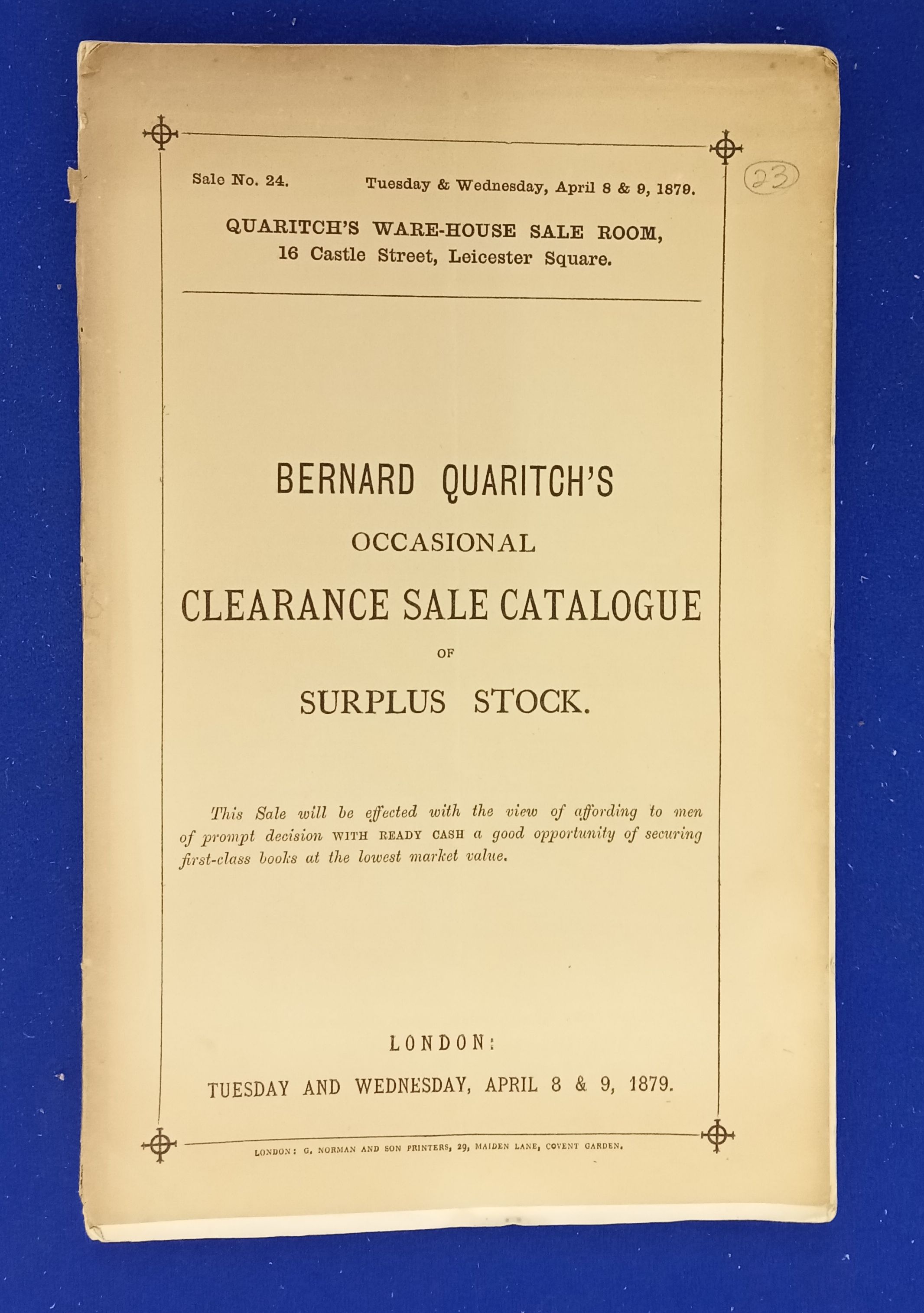 Sale No. 24. A Clearance Sale of Valuable Standard Books, Magnificent Books of Prints, Fine Works on Natural History and Botany, Books on India & Afg
