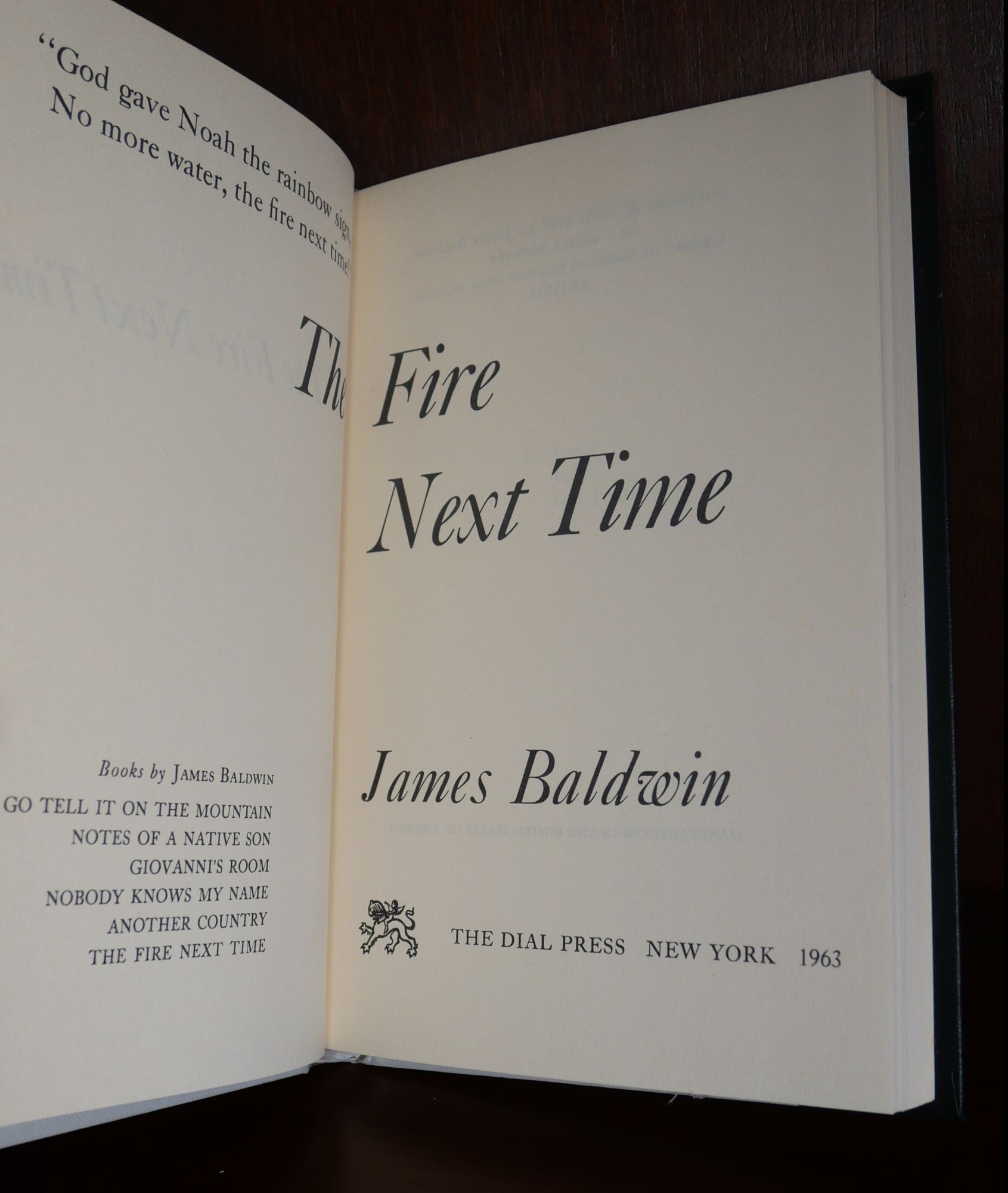 The Fire Next Time by James Baldwin (1963) Book Club Edition. Ernestoic Books
