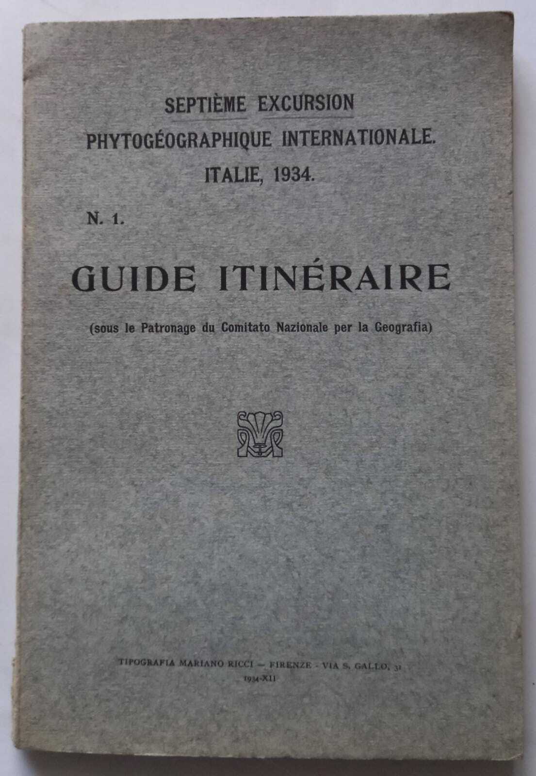 Abebooks Septième excursion phytogéographique internationale Italie 1934 guide itinéraire