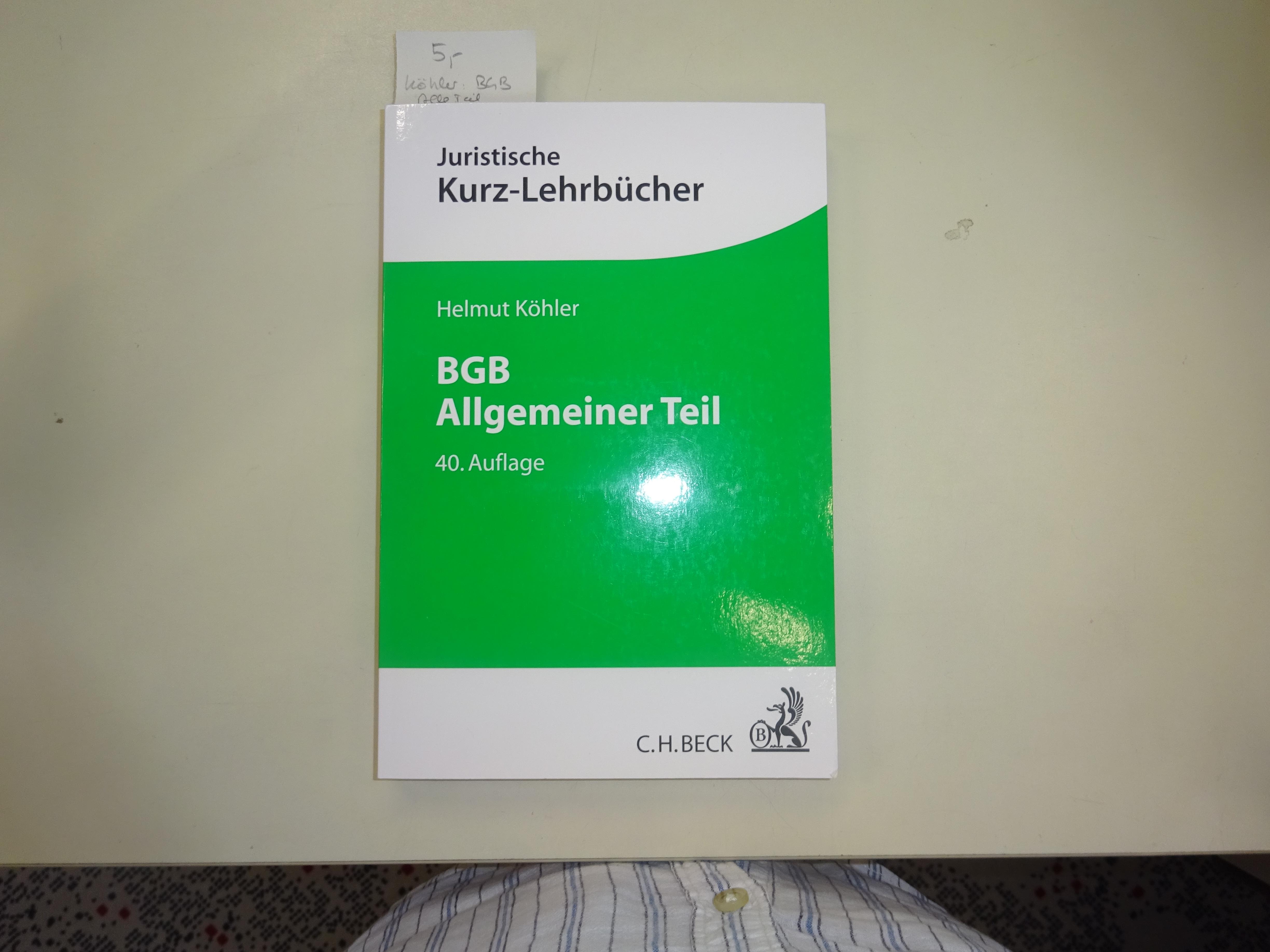 BGB Allgemeiner Teil: Ein Studienbuch - Helmut Köhler