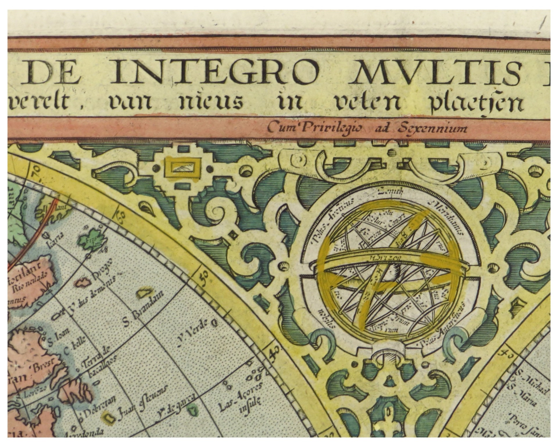 Oude, antieke wereldkaart in twee halfronden. von KAART|MAP: (1621
