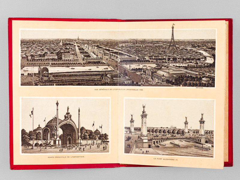 Lot de 3 albums souvenirs de l'Exposition Universelle de 1900 Album  photographique. Exposition 1900