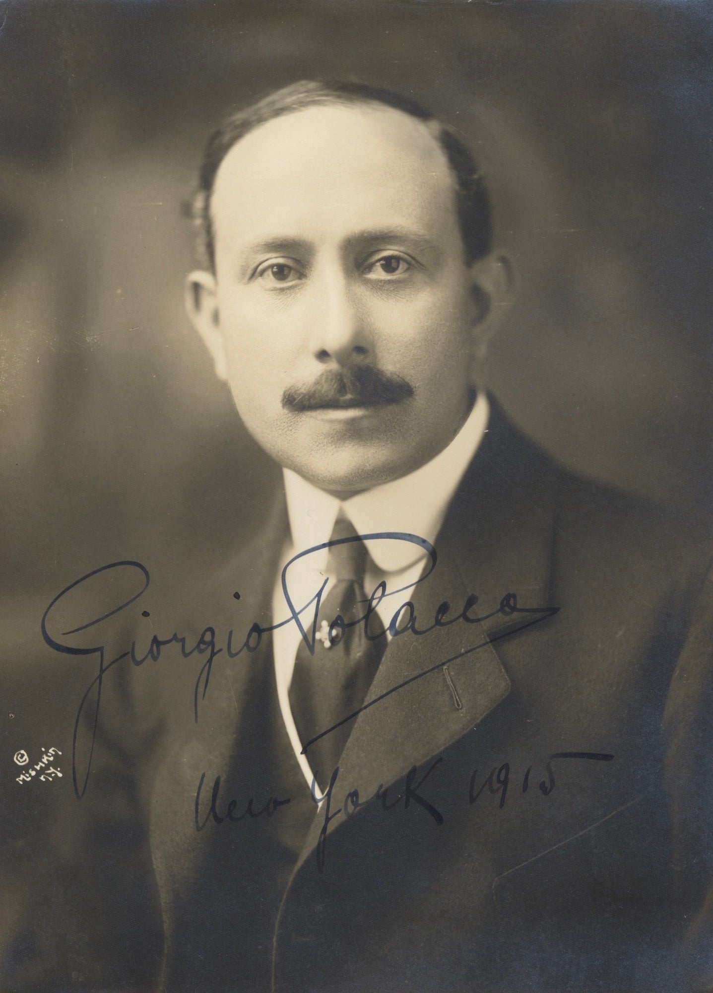 Bust-length Mishkin photograph of the operatic conductor in formal dress with autograph signature POLACCO, Giorgio 1875-1960 [ ]
