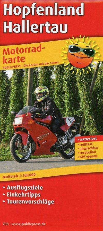 Hopfenland Hallertau; Motorradkarte mit Ausflugszielen, Einkehr- & Freizeittipps und Tourenvorschlägen, wetterfest, reissfest, abwischbar, GPS-genau. 1:100000; Motorradkarte; Deutsch - Diverse