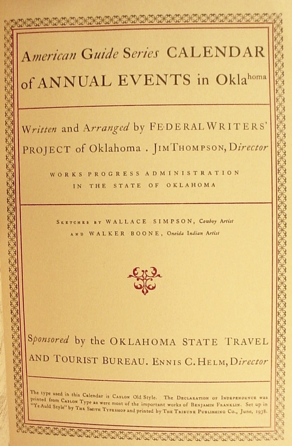 Calendar Of Annual Events In Oklahoma / American Guide Series