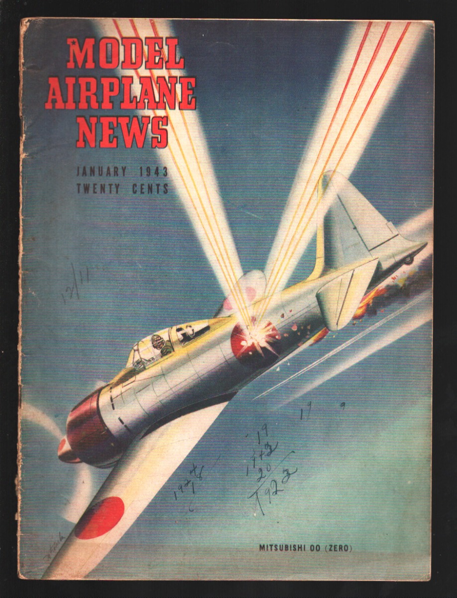 Model Airplane News 1/1943-Mitsubishi 00 (Zero) pulp cover-Aviation stories-facts-diagrams-VG [Very Good] [Softcover]