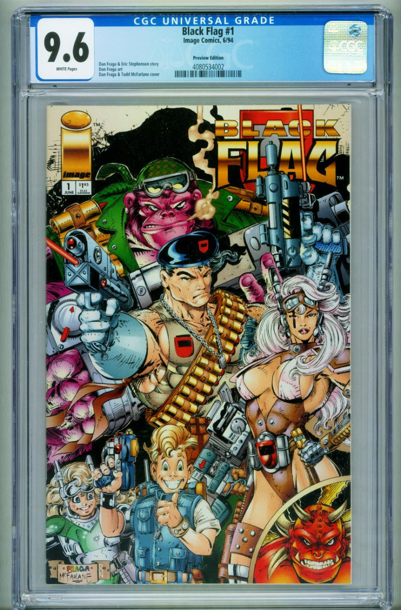 アメコミBLACK FLAG #1 1994 Fraga & McFarlane Black Flag #1 CGC 9.6 Preview Edition-McFarlane-comic book