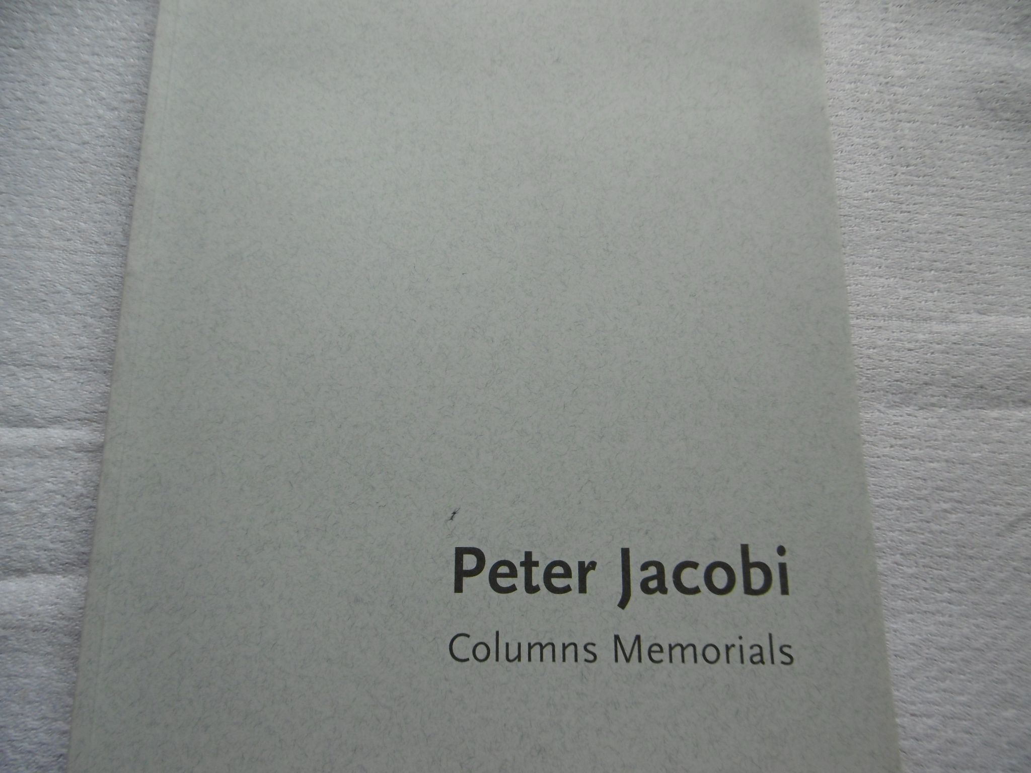 Peter Jacobi - Columns Memorials - Museum Ostdeutsche Galerie Regensburg 24.10-21.11. 1999 - Peter Jacobi