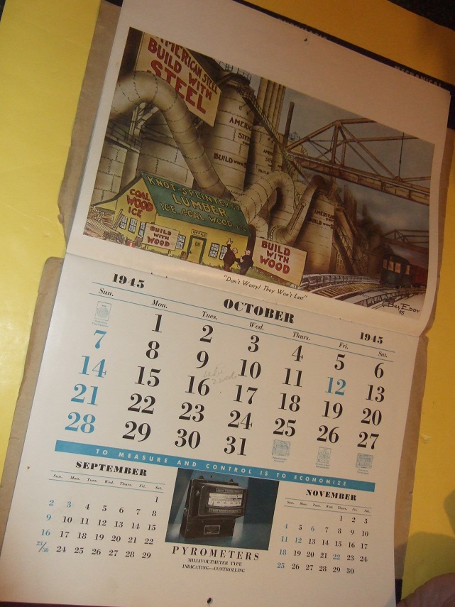 The Brown Calendar for 1945 ( Illustrated By Bill Eddy / The Brown Instrument Company