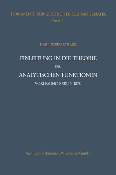 Einleitung in die Theorie der analytischen Funktionen - Peter Ullrich