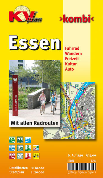 Essen 1 : 20 000: Stadtplan mit Detailkarten 1:10 000 incl. aller Radrouten und Wanderwegen: 1:10.000 Stadtplan mit Freizeitkarte 1:20.000 . Mit allen Radrouten (KVplan-Kombi-Reihe) - Kommunalverlag Tacken, e.K.