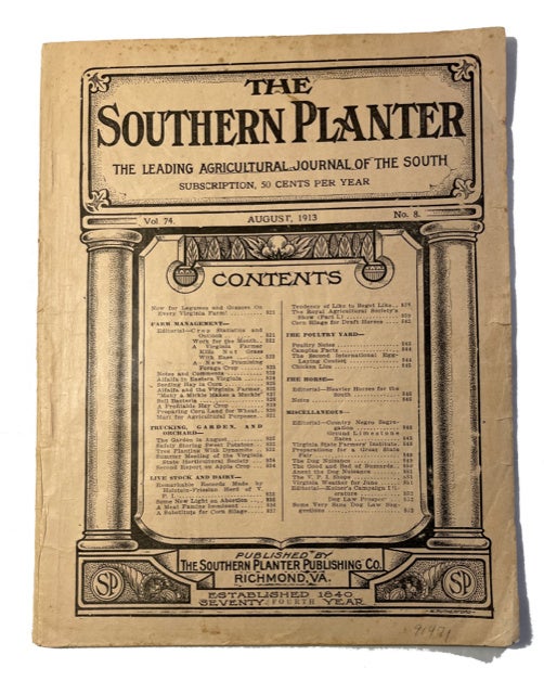 The Southern Planter, Vol. 74, No. 8. (August, 1913) Good Paperback