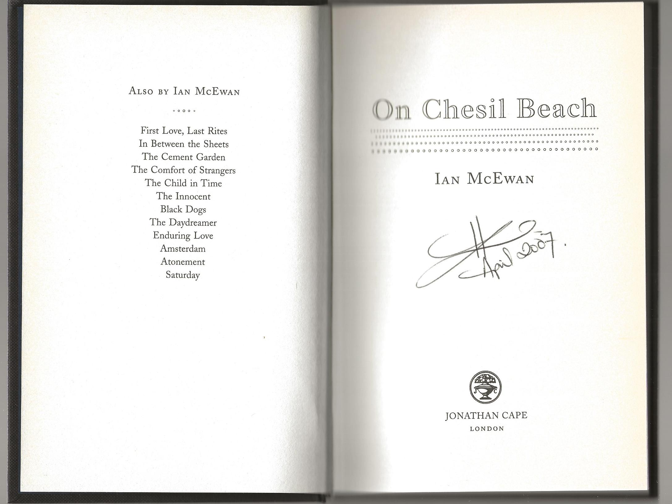 On Chesil Beach by McEwan, Ian: Very Good Hardcover (2007) 1st Edition