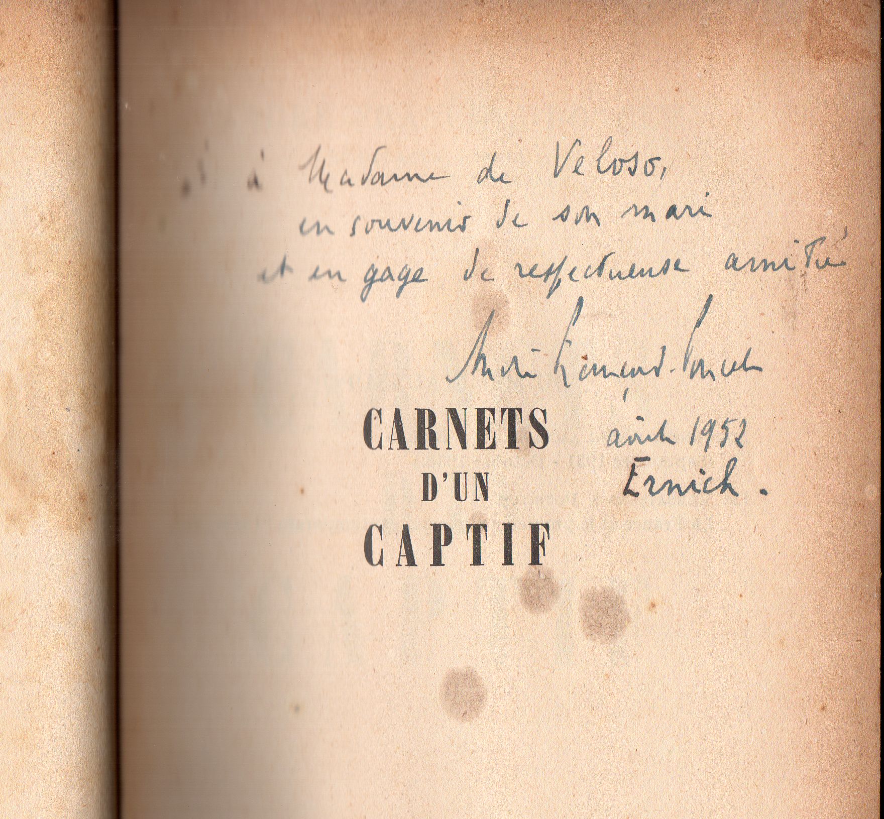 Carnets d'un Captif by André François-Poncet: Fair Hardcover (1952) 1st ...