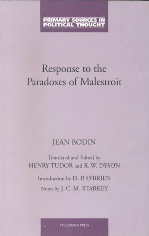 Response to the Paradoxes of Malestroit (Paperback) - Jean Bodin