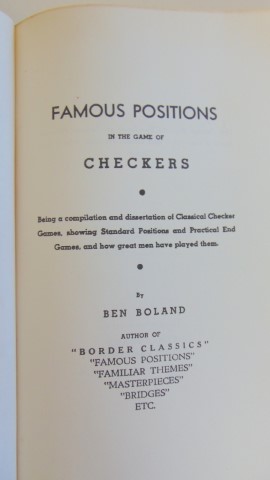 Boland's Famous Positions in the Game of Checkers - Start Checkers