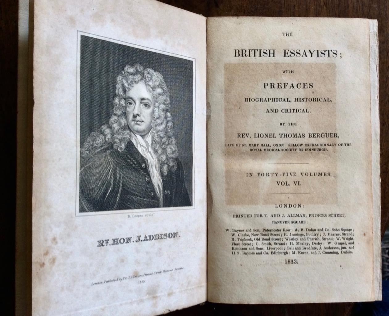 THE SPECTATOR. TEN VOLUME SET FROM THE BRITISH ESSAYISTS by JOSEPH