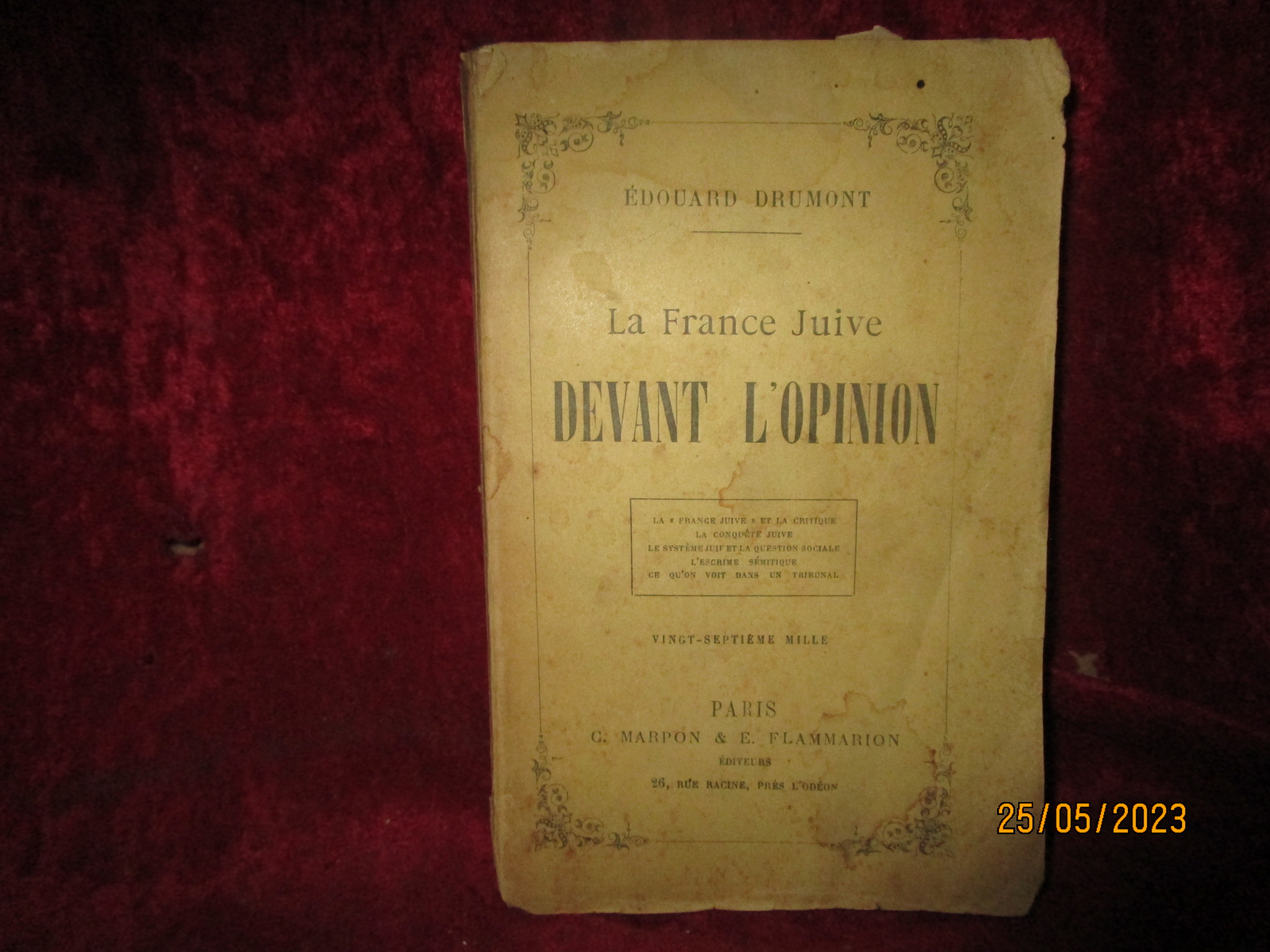 LA FRANCE JUIV DEVANT l'OPINION by DRUMONT E: Bon Couverture souple