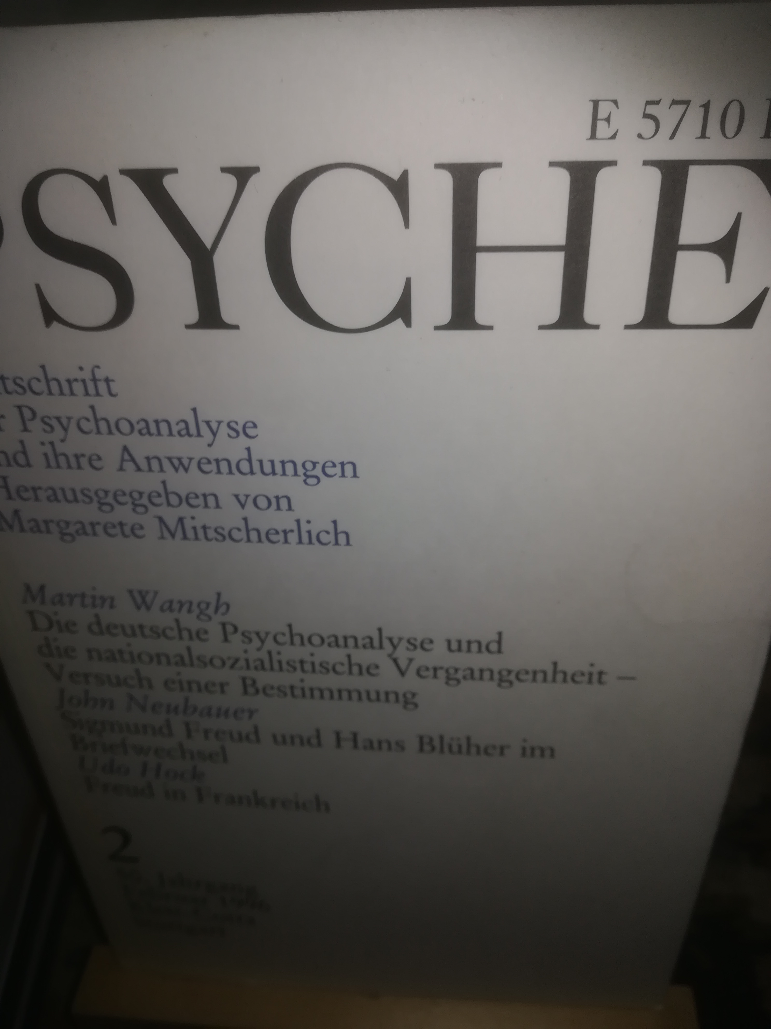 Psyche, Zeitschrift für Psychoanalyse und ihre Anwensungen, 2, 50. Jahrgang, Februar 1996 - Mitscherlich Alexander