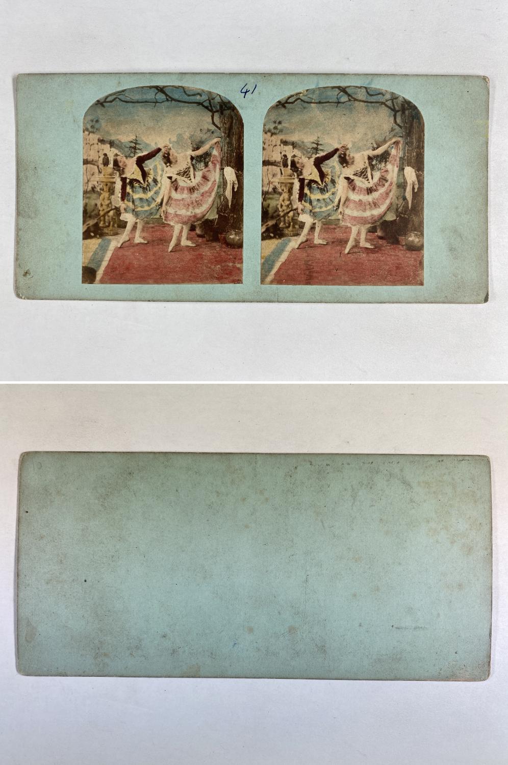 Ballerines en costume, Vintage albumen print, ca.1860, Stéréo Photographie originale / Original photograph [ ]