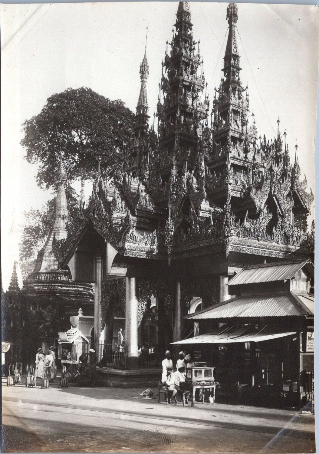 Burma Rangoon Schwedagon Pagoda Vintage Silver Print Ca1910 By
