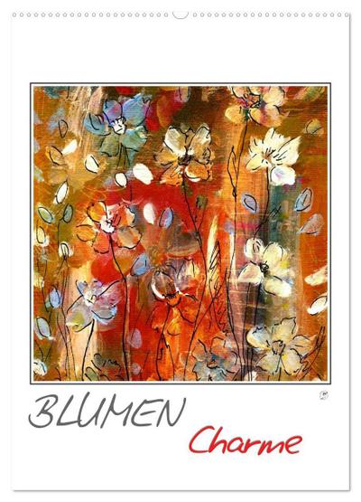 Blumencharme (Wandkalender 2024 DIN A2 hoch), CALVENDO Monatskalender : Moderne Acrylmalerei im Shabby Chic Stil - Claudia Gründler