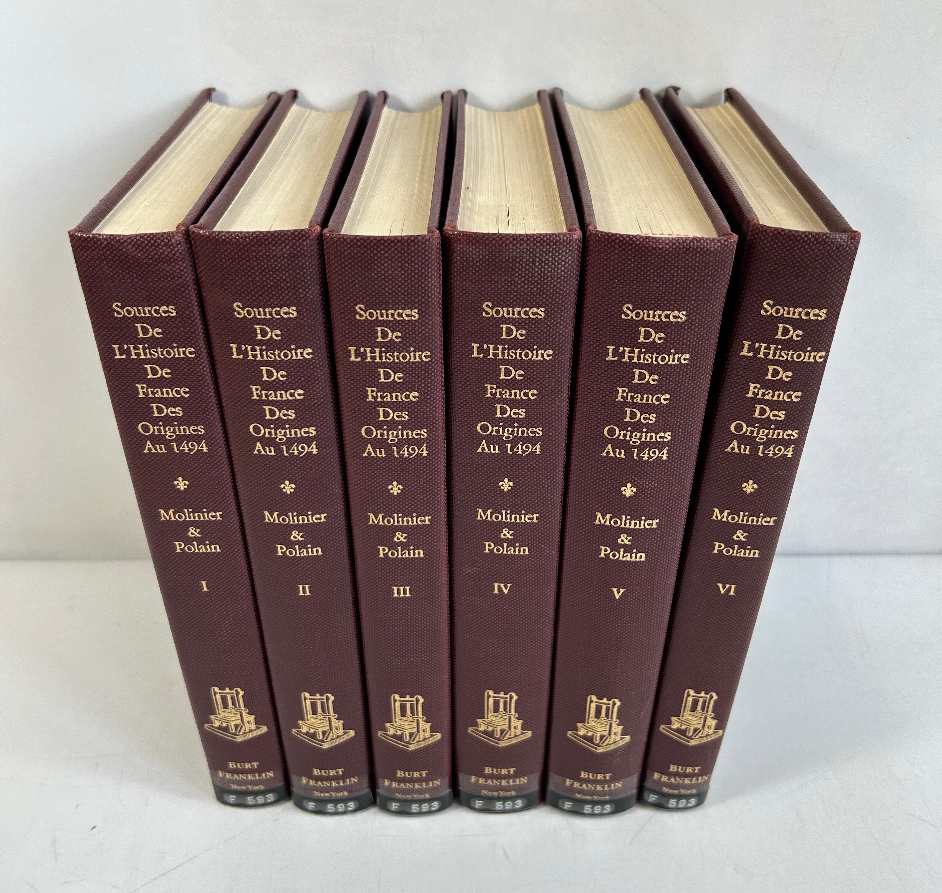 Les Sources de l'Histoire de France des Origines aux Guerres d'Italie (1494). Vol. I to VI. - Molinier, Auguste und Louis Polain