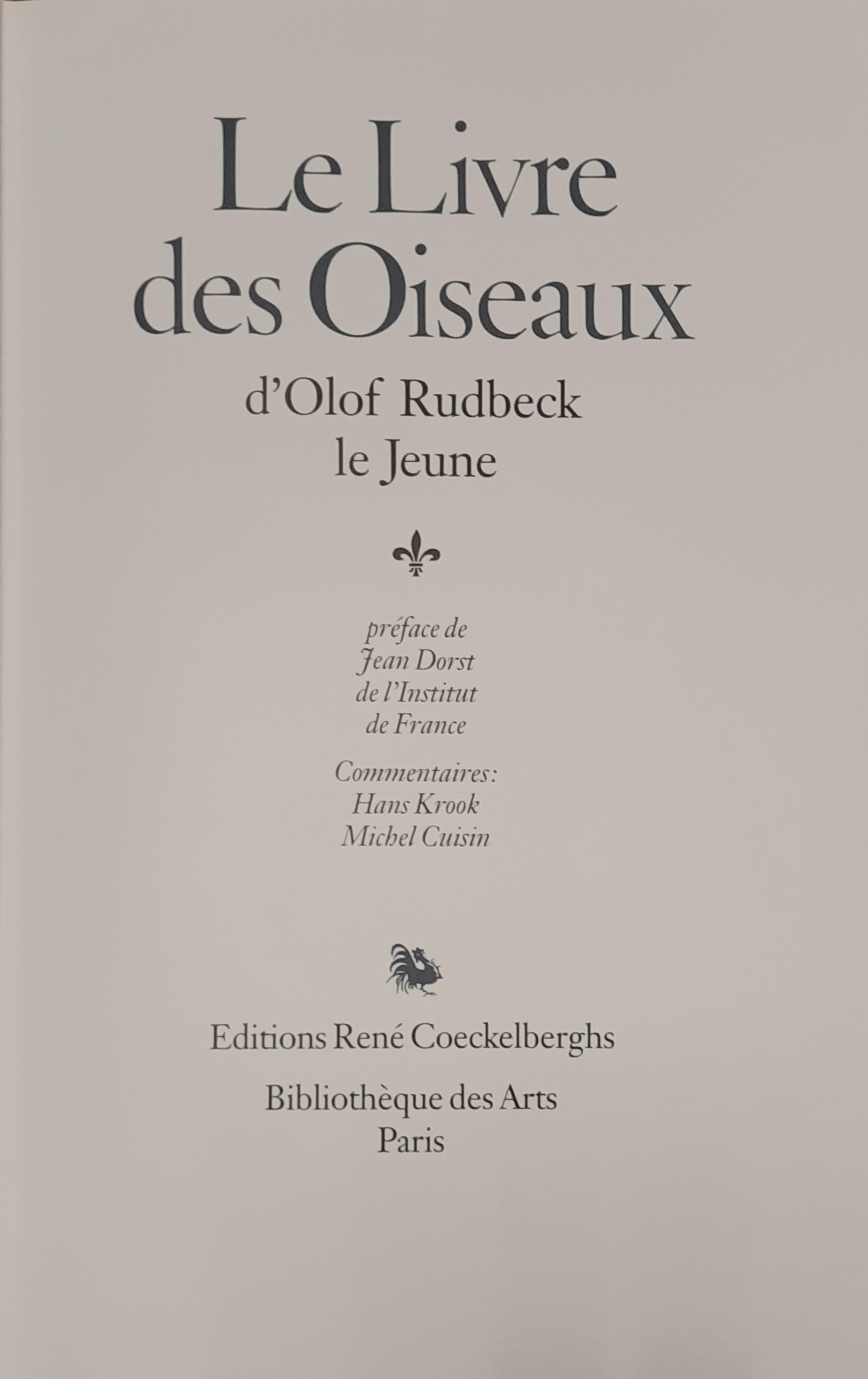 Le livre des oiseaux d'Olof Rudbeck le Jeune...