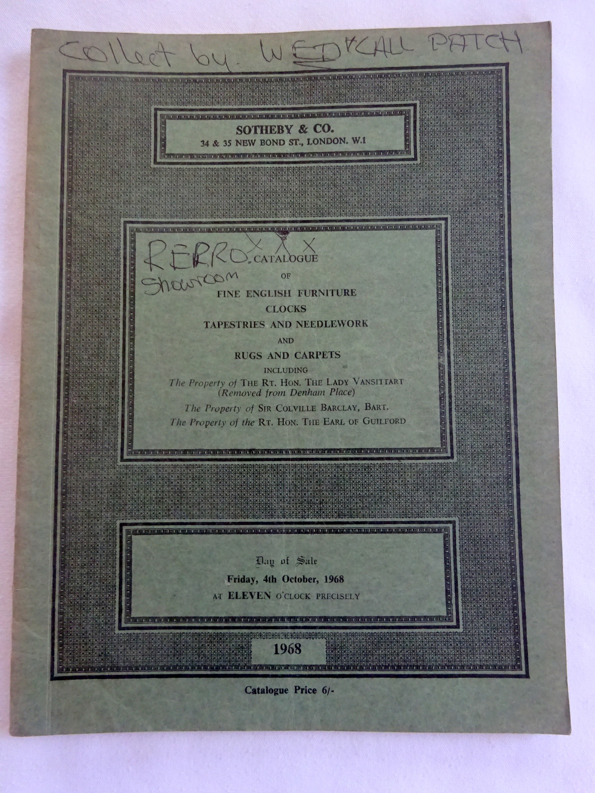 Fine English Furniture Clocks Tapestries And Needlework And Rugs And Carpets Including The Property of The Rt. Hon. The Lady Vansittart (Removed From