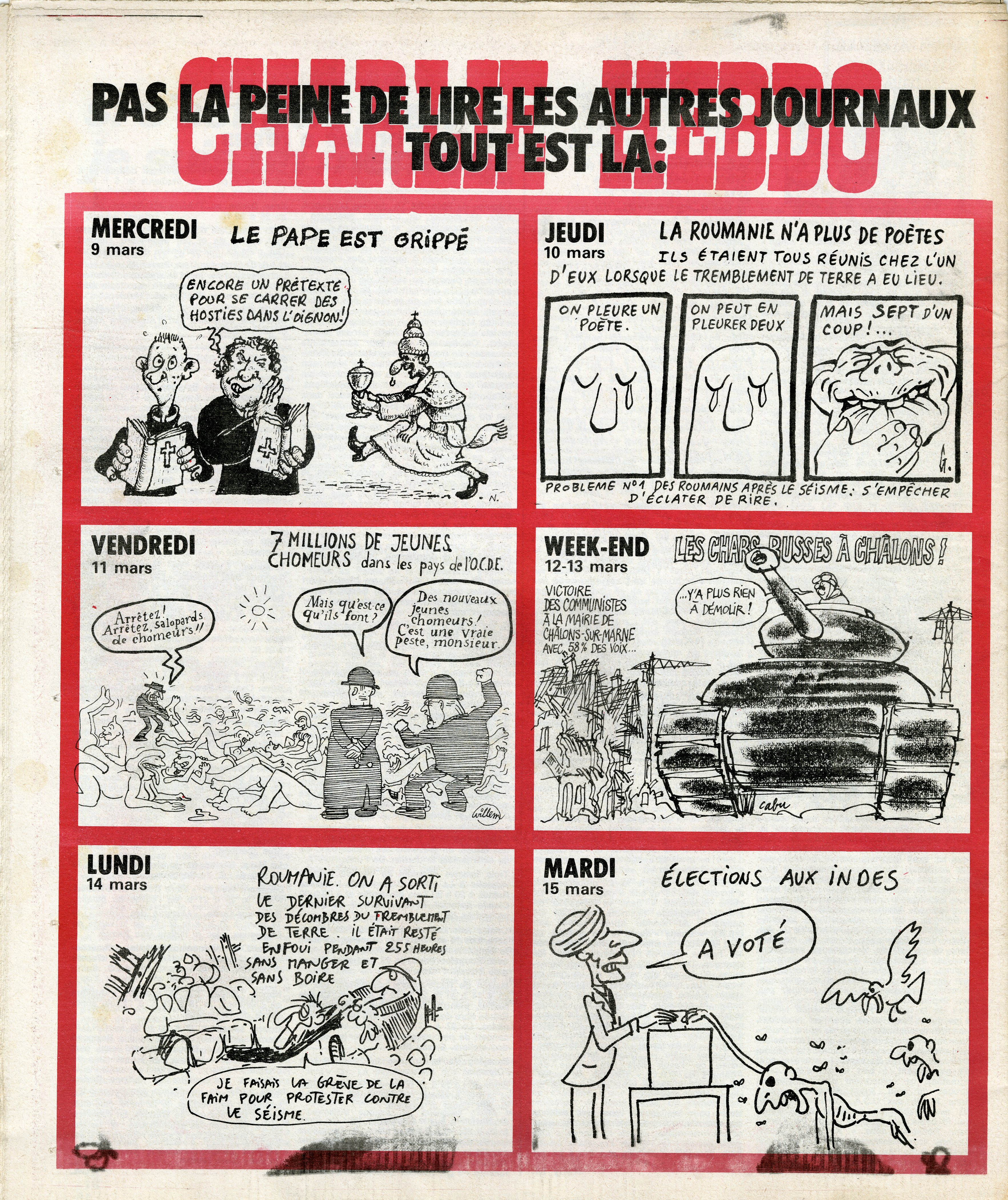 "CHARLIE HEBDO N°331 du 17/3/1977" CABU : LE MAIRE DE PARIS EST UN PLOUC [Très bon] [Couverture souple]