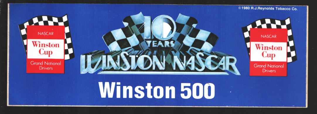 NASCAR Winston 500-10 Years of Winston Sponsorship Bumper Sticker 1986-unused-Size is about 10 1/4 x 3 1/2-VF [As New] [Softcover]