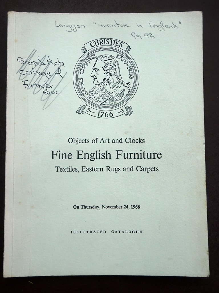Objects of Art and Clocks Fine English Furniture, Textiles, Eastern Rugs and Carpets, 24 November 1966, The properties of THE RT. HON. THE EARL OF SH