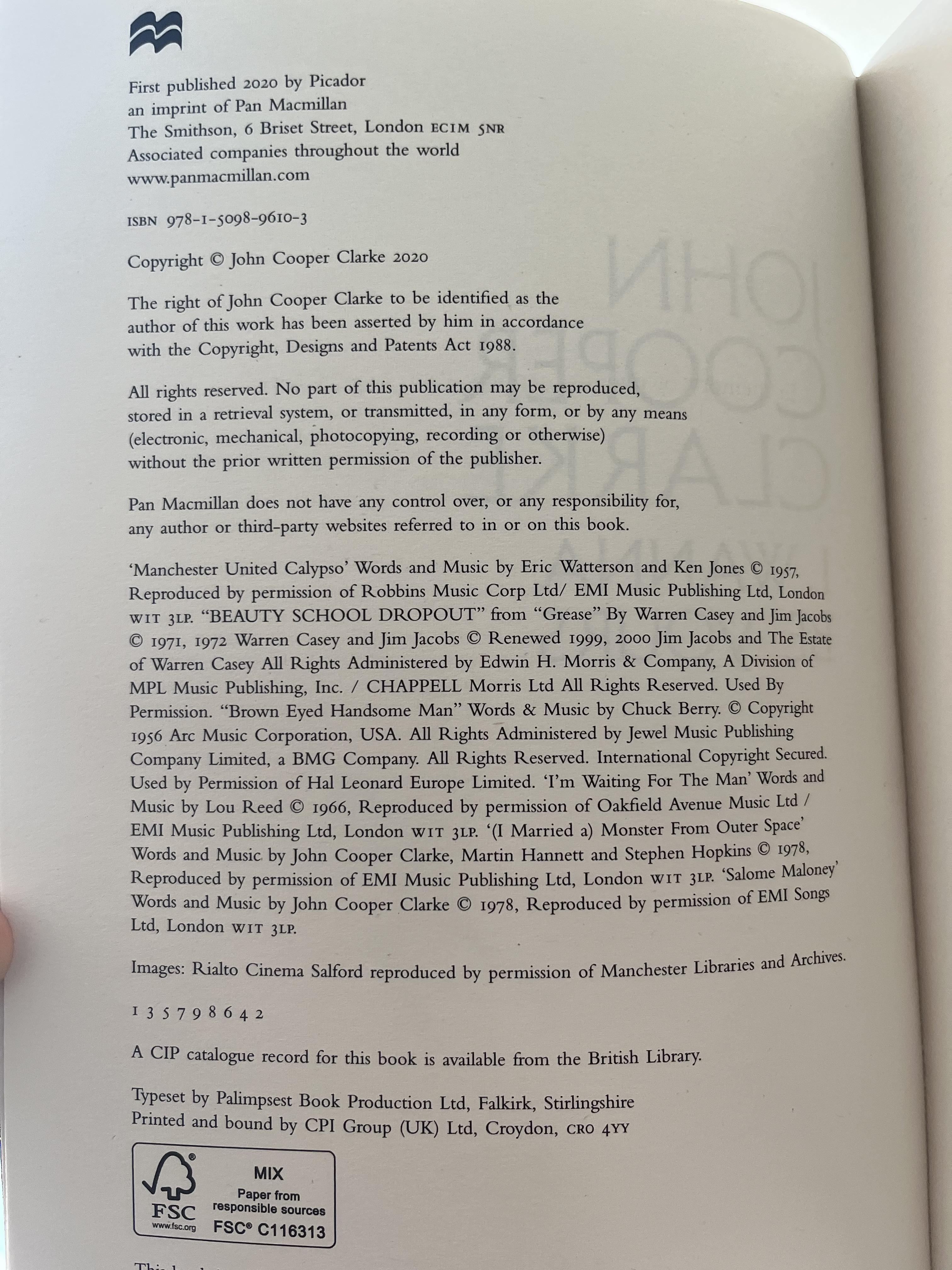 I Wanna Be Yours John Cooper Clarke by Cooper Clarke, John New