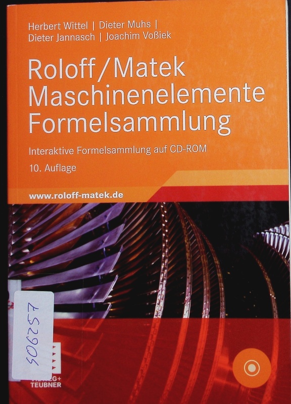 Roloff/Matek Maschinenelemente Formelsammlung. Interaktive Formelsammlung auf CD-ROM. - Wittel, Herbert
