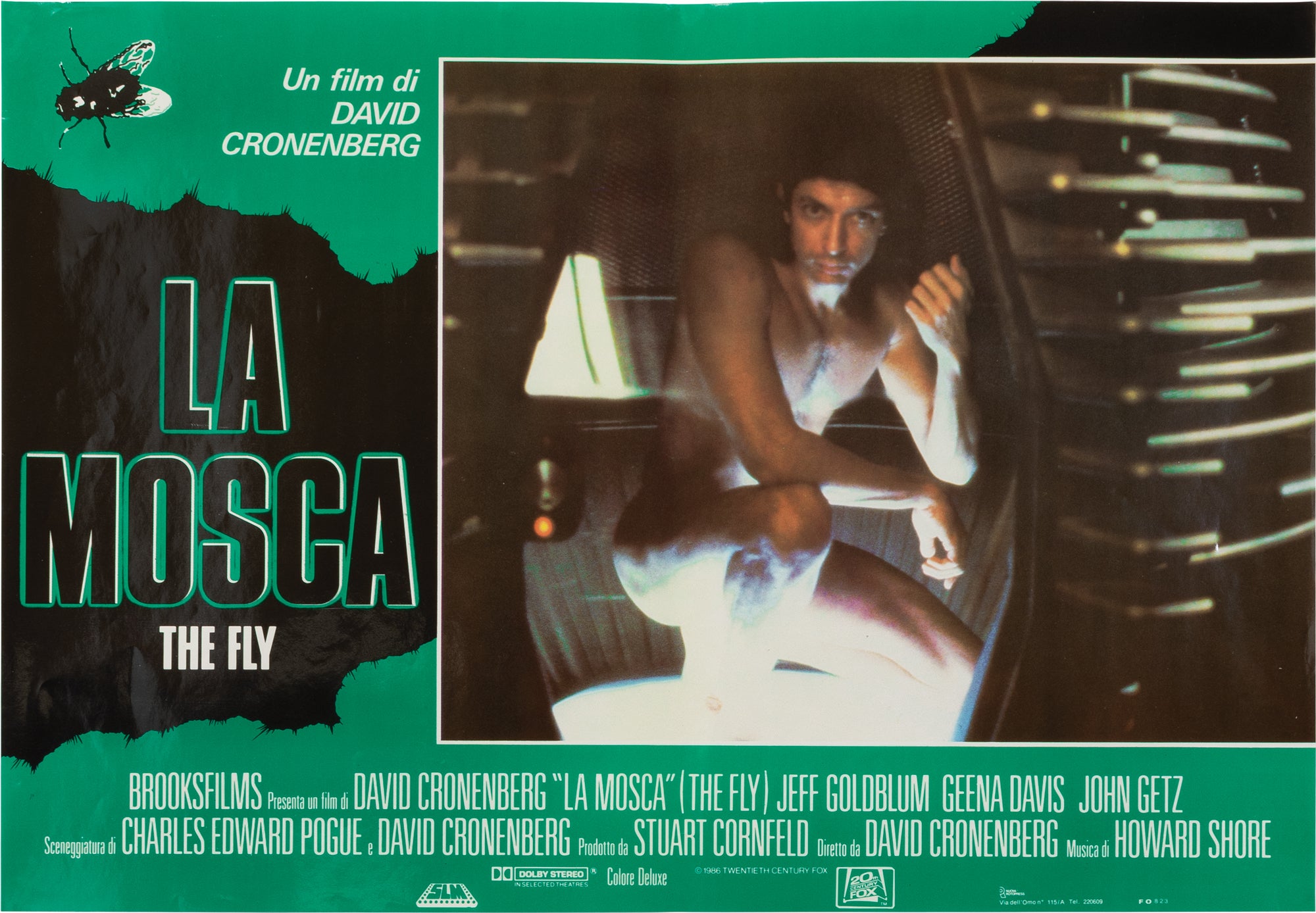 The Fly [La Mosca] (Collection of eight original posters for Italian release of the 1986 film) David Cronenberg (director, screenwriter); George Lang
