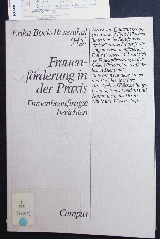 Frauenförderung in der Praxis. Frauenbeauftragte berichten. - Bock-Rosenthal, Erika