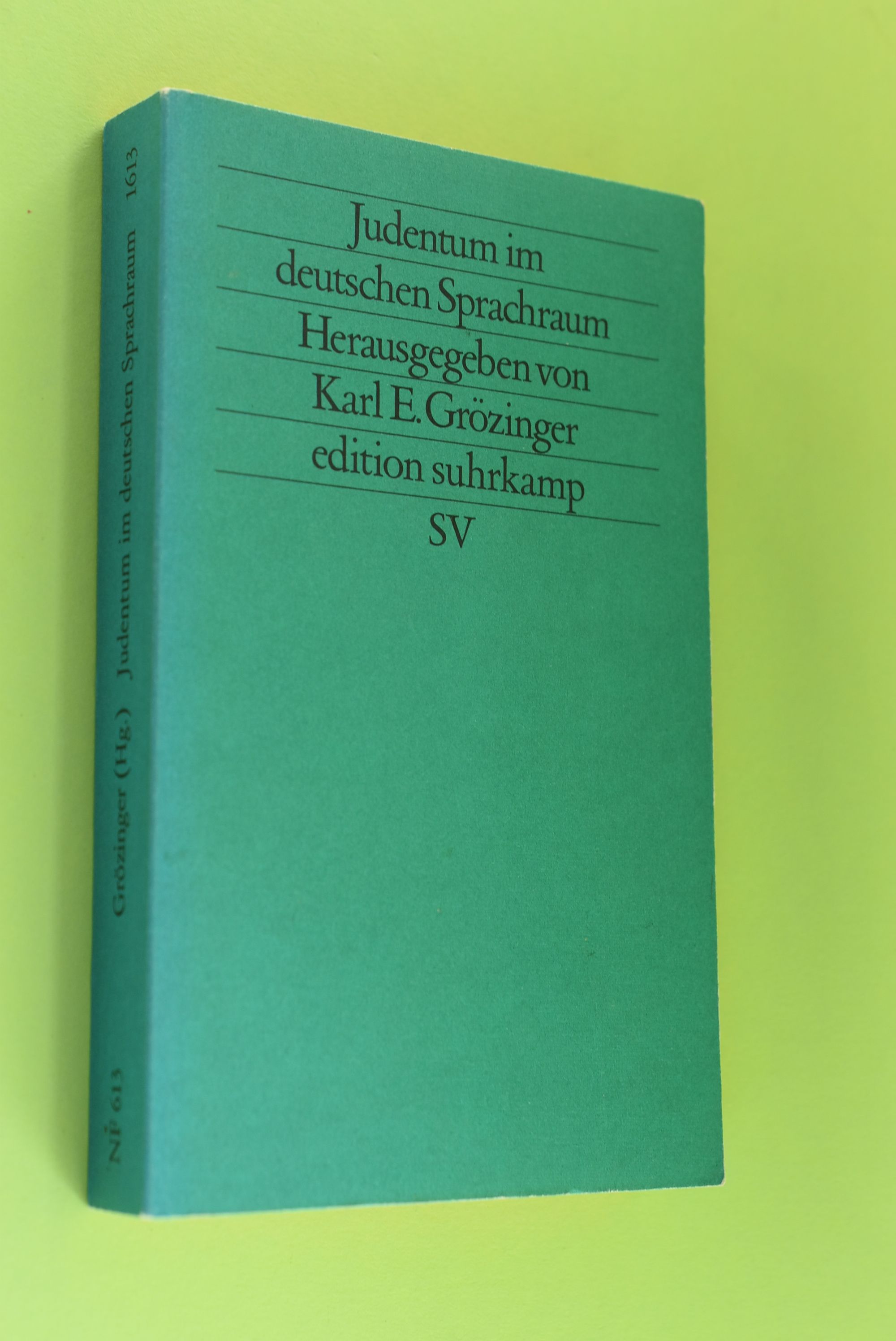 Judentum im deutschen Sprachraum. hrsg. von Karl E. Grözinger / Edition Suhrkamp ; 1613 = N.F., Bd. 613; Teil von: Anne-Frank-Shoah-Bibliothek - Grözinger, Karl Erich (Herausgeber)