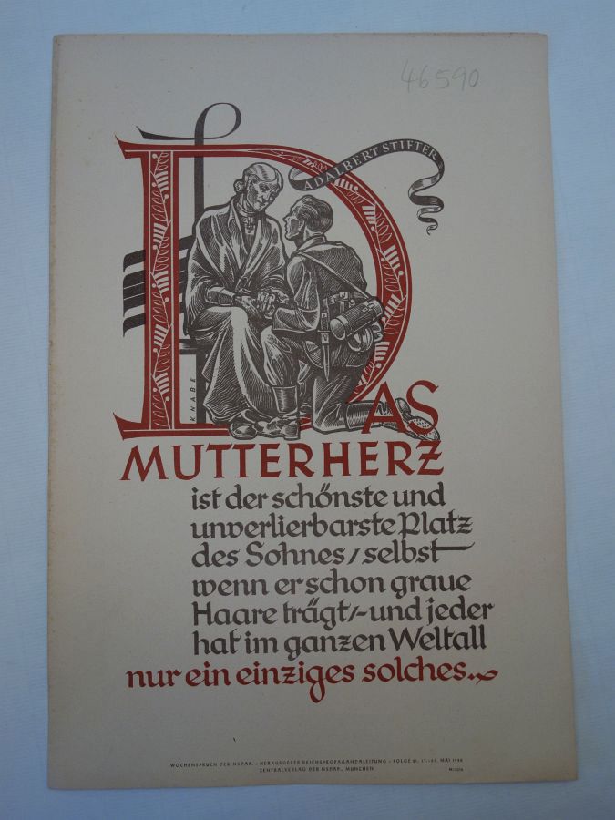 Wochenspruch der NSDAP vom 17. bis 23. Mai 1942 "Das Mutterherz ist