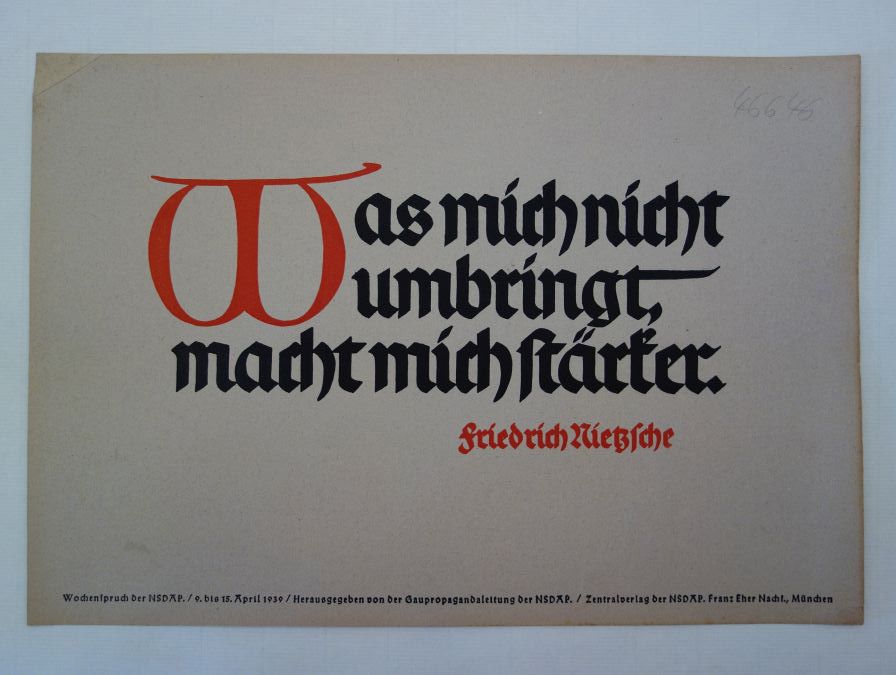 Wochenspruch der NSDAP vom 9. bis 15. April 1939 " W a s m i c h n i c