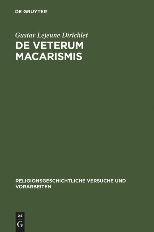 De veterum macarismis - Dirichlet, Gustav Lejeune