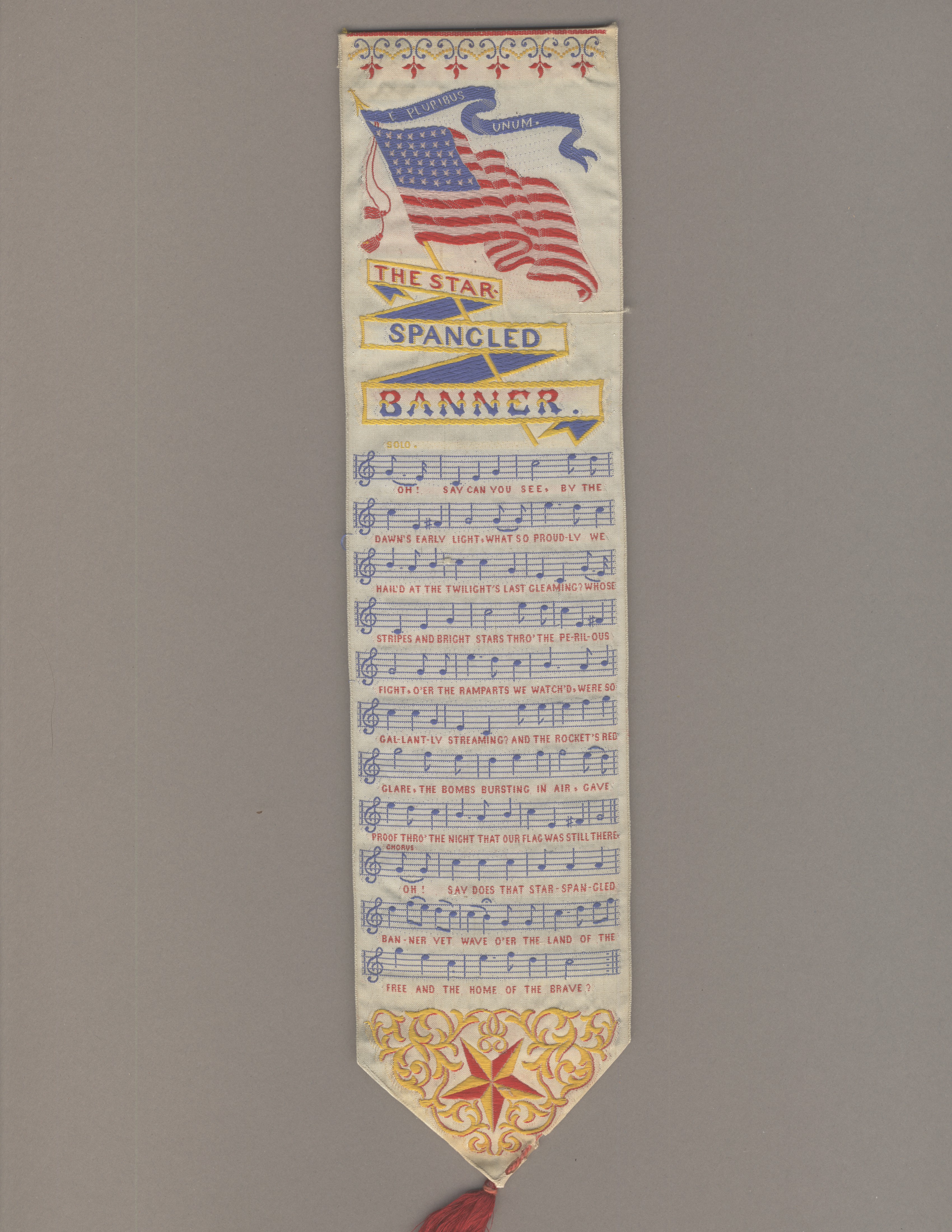 Silk bookmark with music and lyrics for "The Star-Spangled Banner" by  Stevengraphs): Very Good Bookmark | Zamboni & Huntington