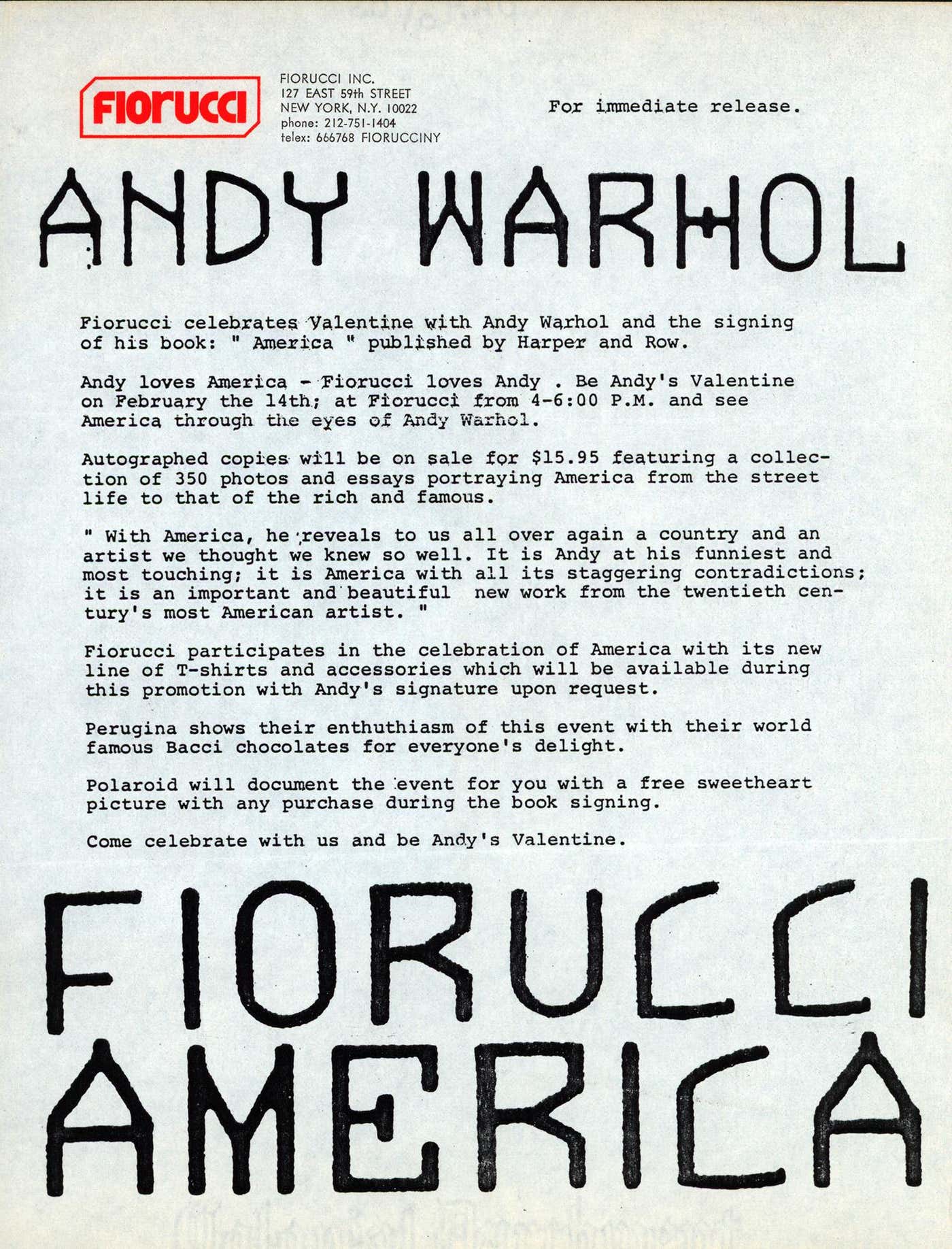 Andy Warhol Fiorucci 1986 (vintage Andy Warhol America) by Andy Warhol ...