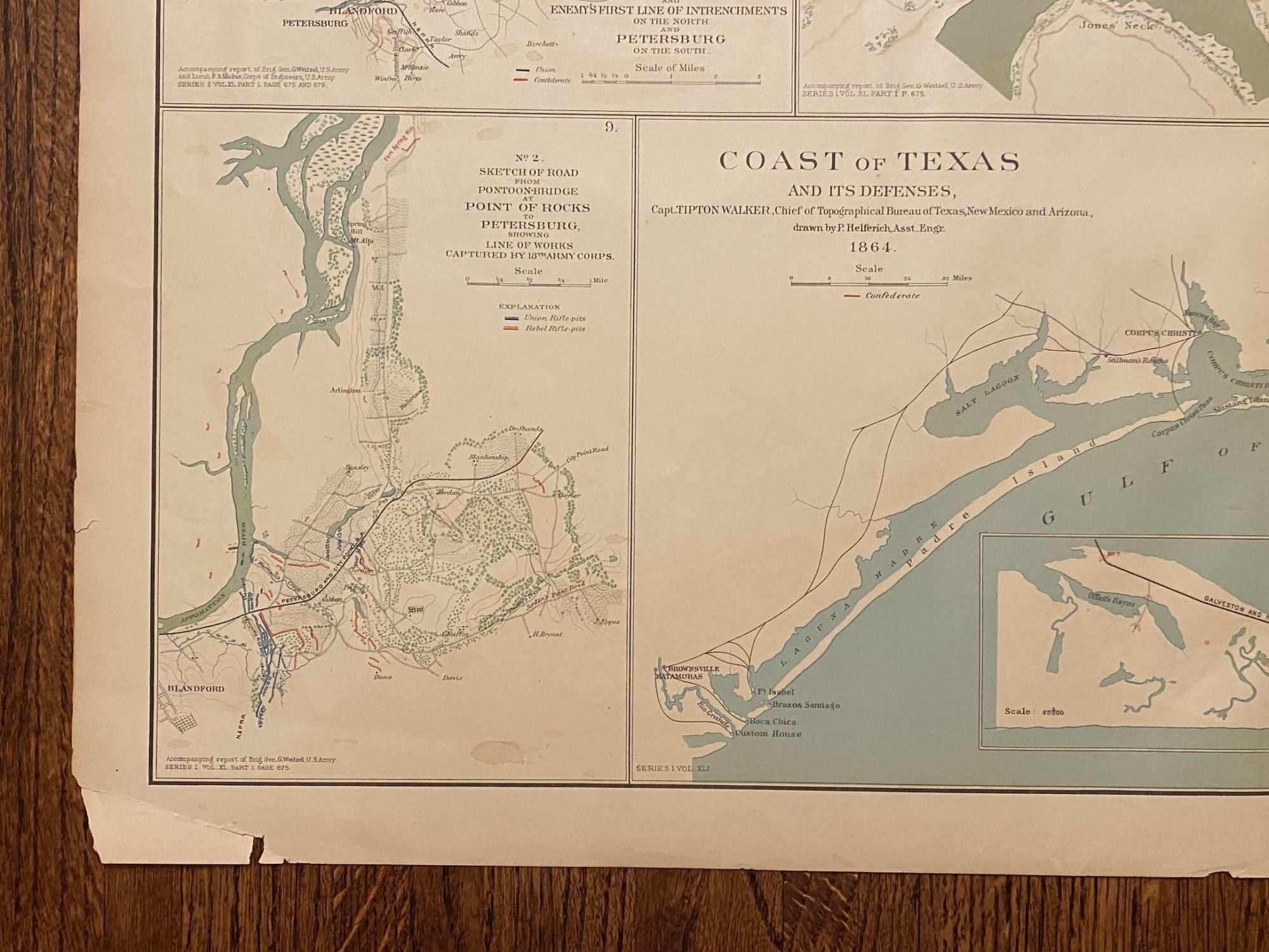 [MAP OF TEXAS]. Coast of Texas and its Defenses [CORPUS CHRISTI and