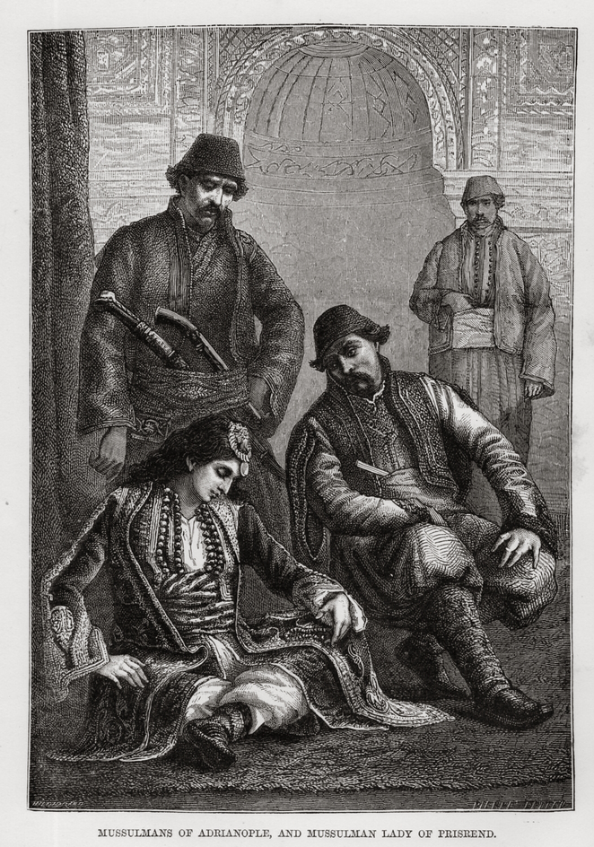Mussulmans of Adrianople and Mussulman Lady of Prisrend,1881 Antique Historical Print [Assez bon]