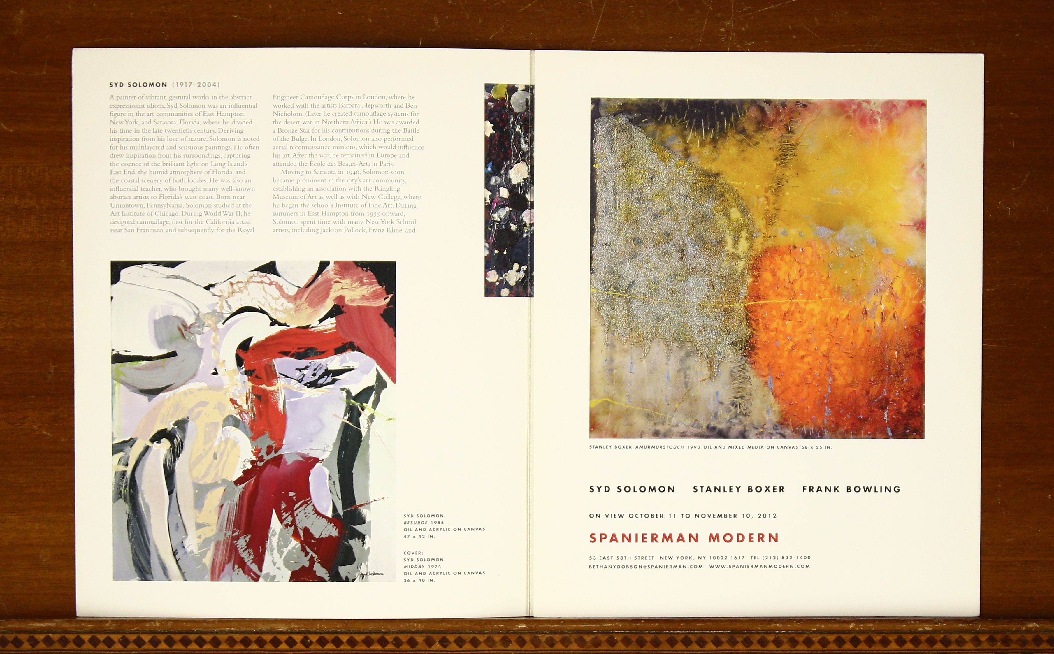 Syd Solomon, Stanley Boxer, Frank Bowling. Art Exhibition Catalog
